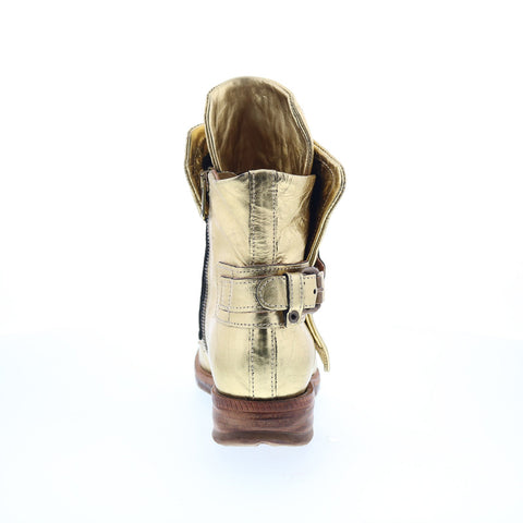 A.S. 98 Snider Womens Gold Leather Zipper Ankle & Booties Boots