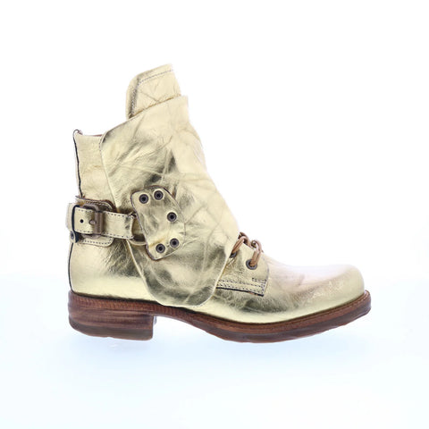 A.S. 98 Snider Womens Gold Leather Zipper Ankle & Booties Boots