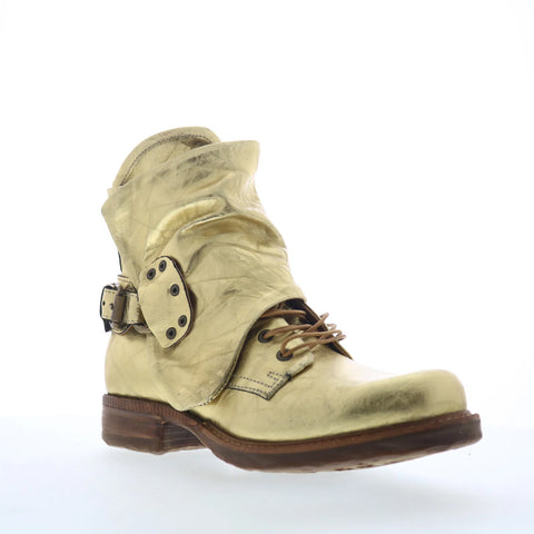 A.S. 98 Snider Womens Gold Leather Zipper Casual Dress Boots