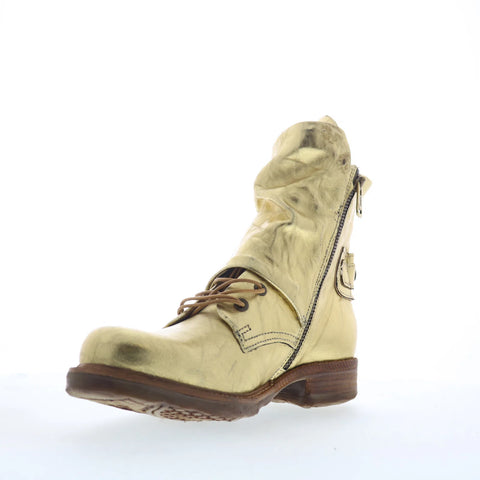 A.S. 98 Snider Womens Gold Leather Zipper Casual Dress Boots