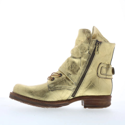 A.S. 98 Snider Womens Gold Leather Zipper Casual Dress Boots