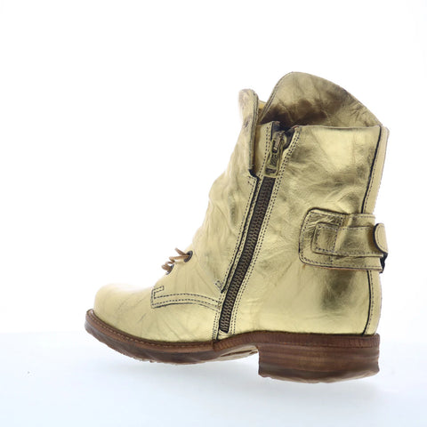 A.S. 98 Snider Womens Gold Leather Zipper Casual Dress Boots