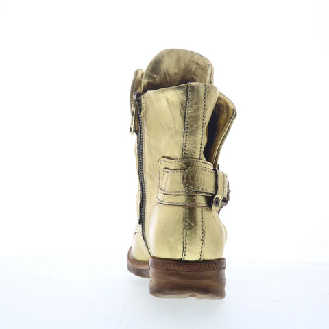 A.S. 98 Snider Womens Gold Leather Zipper Casual Dress Boots