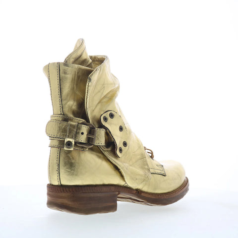 A.S. 98 Snider Womens Gold Leather Zipper Casual Dress Boots