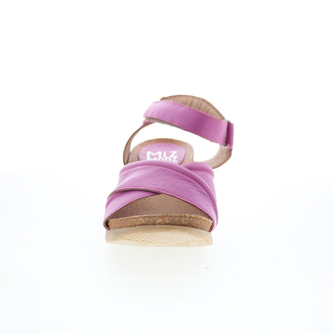 Miz Mooz Sofie Womens Pink Leather Strap Wedges Sandals Shoes