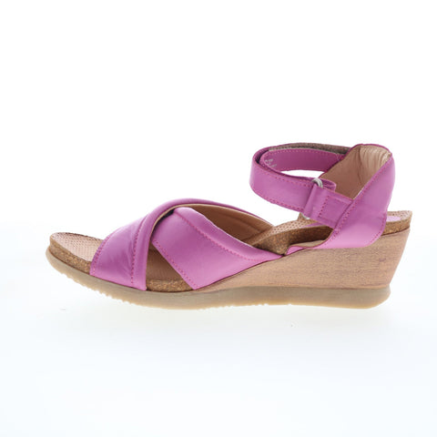 Miz Mooz Sofie Womens Pink Leather Strap Wedges Sandals Shoes