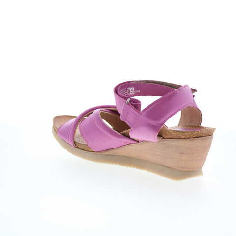 Miz Mooz Sofie Womens Pink Leather Strap Wedges Sandals Shoes