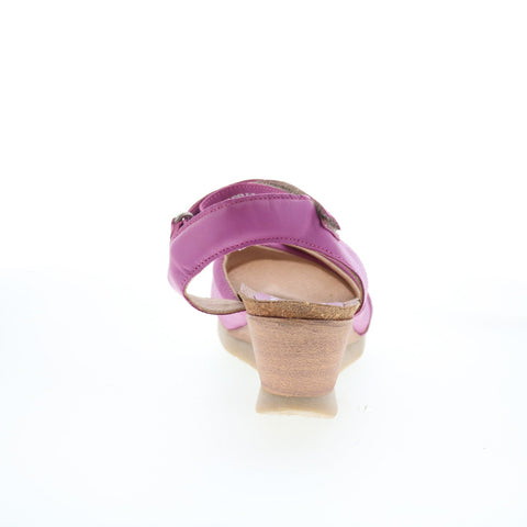 Miz Mooz Sofie Womens Pink Leather Strap Wedges Sandals Shoes