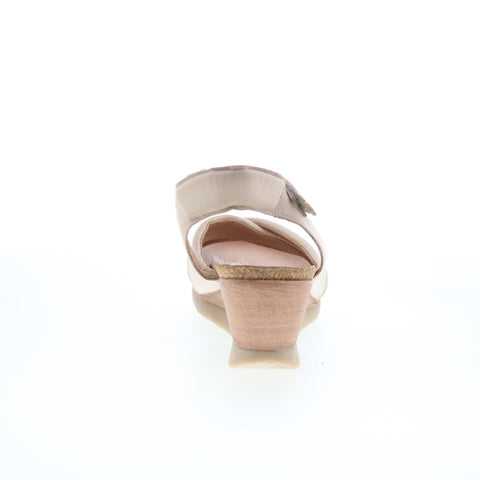 Miz Mooz Sofie Womens Beige Leather Strap Wedges Sandals Shoes