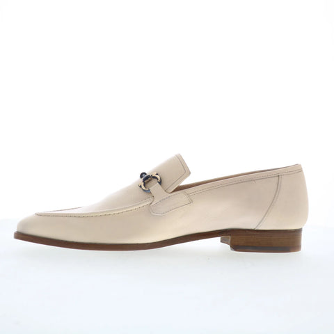 Mezlan Soft Calf Ornament 28854 Mens White Loafers & Slip Ons Penny Shoes