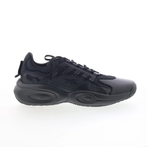 Reebok Solution Mid Mens Black Synthetic Lace Up Athletic Basketball Shoes