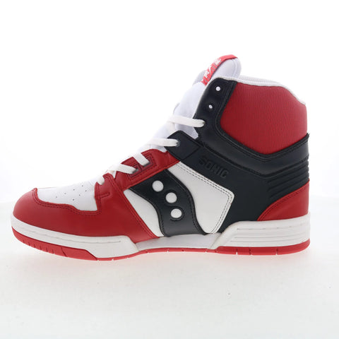 Saucony Sonic HI S70820-1 Mens White Leather Lace Up Lifestyle Sneakers Shoes