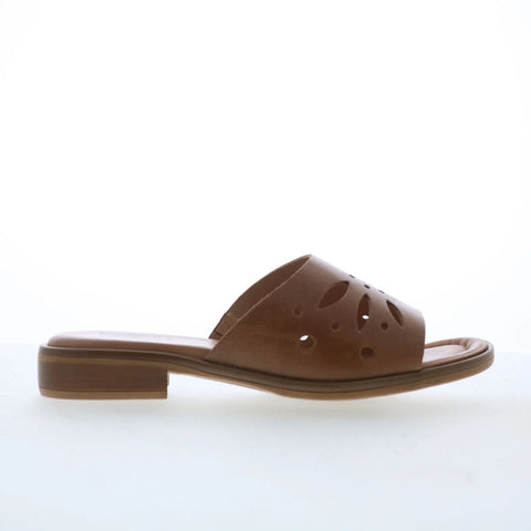 Miz Mooz Sonnie Womens Brown Leather Slip On Slides Sandals Shoes