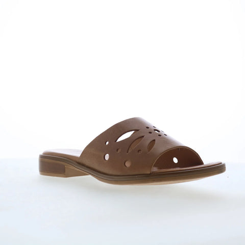 Miz Mooz Sonnie Womens Brown Leather Slip On Slides Sandals Shoes