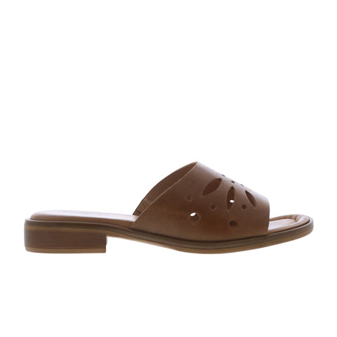 Miz Mooz Sonnie Womens Brown Leather Slip On Slides Sandals Shoes