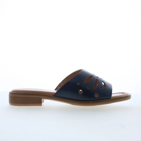 Miz Mooz Sonnie Womens Blue Leather Slip On Slides Sandals Shoes
