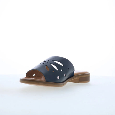 Miz Mooz Sonnie Womens Blue Leather Slip On Slides Sandals Shoes