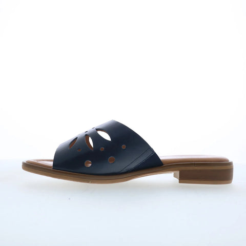 Miz Mooz Sonnie Womens Blue Leather Slip On Slides Sandals Shoes