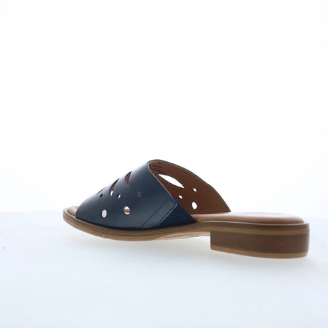 Miz Mooz Sonnie Womens Blue Leather Slip On Slides Sandals Shoes