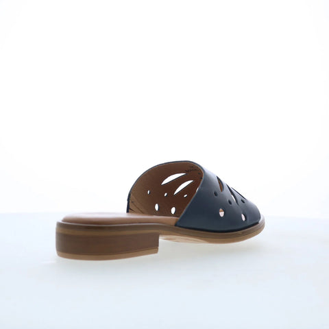 Miz Mooz Sonnie Womens Blue Leather Slip On Slides Sandals Shoes