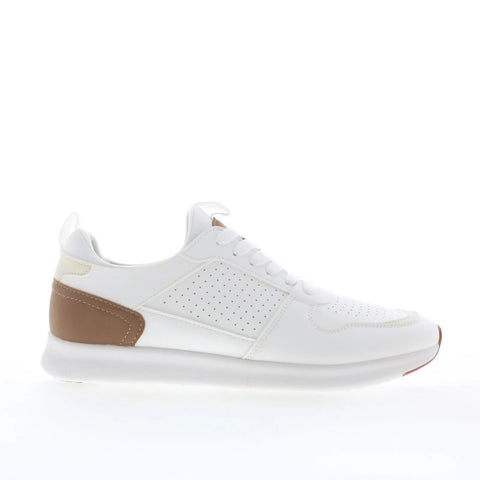 Steve Madden Sonny Mens White Leather Lace Up Lifestyle Sneakers Shoes