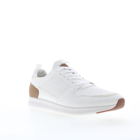 Steve Madden Sonny Mens White Leather Lace Up Lifestyle Sneakers Shoes