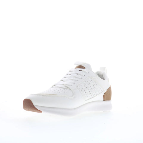 Steve Madden Sonny Mens White Leather Lace Up Lifestyle Sneakers Shoes