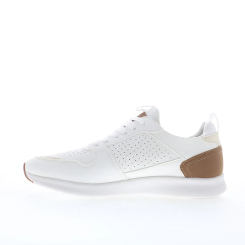 Steve Madden Sonny Mens White Leather Lace Up Lifestyle Sneakers Shoes