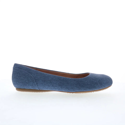 Softwalk Sonoma S1862-421 Womens Blue Leather Slip On Ballet Flats Shoes