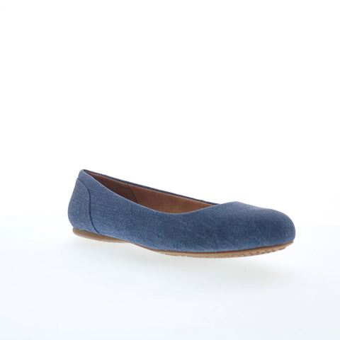 Softwalk Sonoma S1862-421 Womens Blue Leather Slip On Ballet Flats Shoes