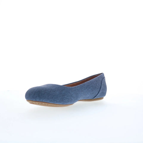 Softwalk Sonoma S1862-421 Womens Blue Leather Slip On Ballet Flats Shoes