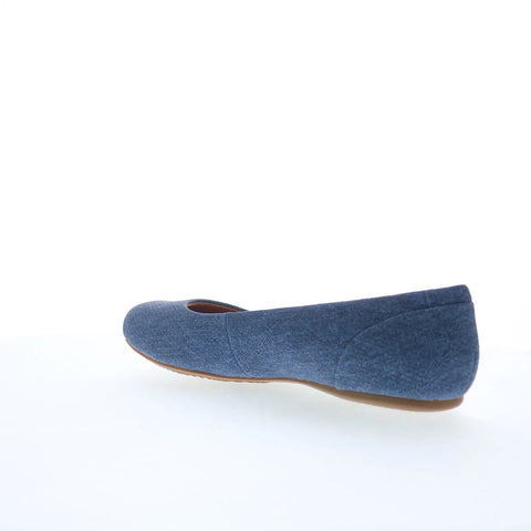 Softwalk Sonoma S1862-421 Womens Blue Leather Slip On Ballet Flats Shoes