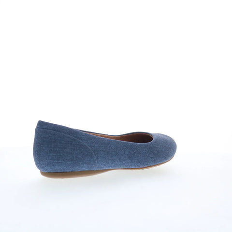 Softwalk Sonoma S1862-421 Womens Blue Leather Slip On Ballet Flats Shoes