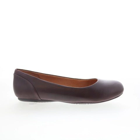 Softwalk Sonoma S1862-682 Womens Brown Leather Slip On Ballet Flats Shoes
