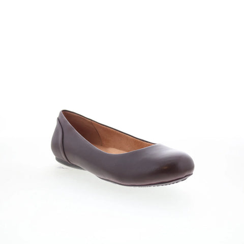 Softwalk Sonoma S1862-682 Womens Brown Leather Slip On Ballet Flats Shoes