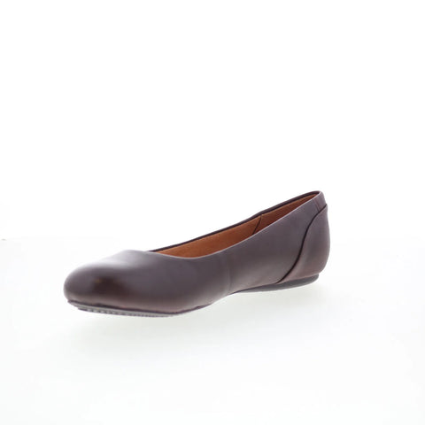 Softwalk Sonoma S1862-682 Womens Brown Leather Slip On Ballet Flats Shoes