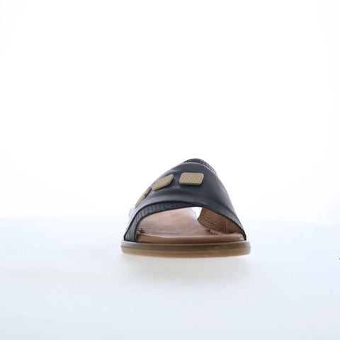 Miz Mooz Sookie Womens Black Leather Slip On Slides Sandals Shoes
