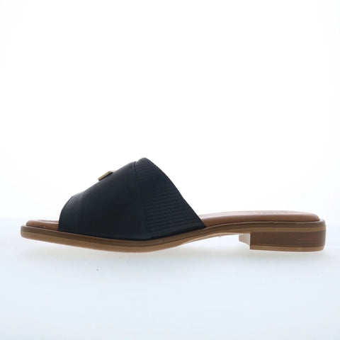 Miz Mooz Sookie Womens Black Leather Slip On Slides Sandals Shoes