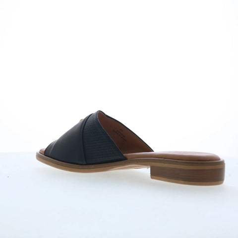 Miz Mooz Sookie Womens Black Leather Slip On Slides Sandals Shoes