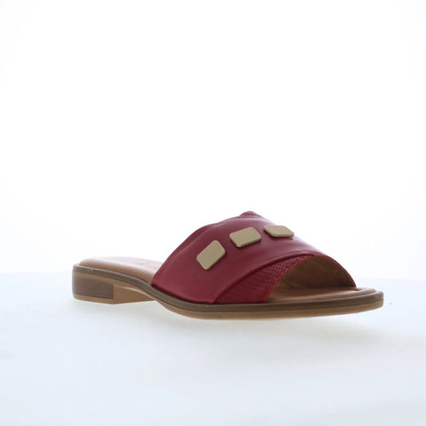 Miz Mooz Sookie Womens Red Leather Slip On Slides Sandals Shoes