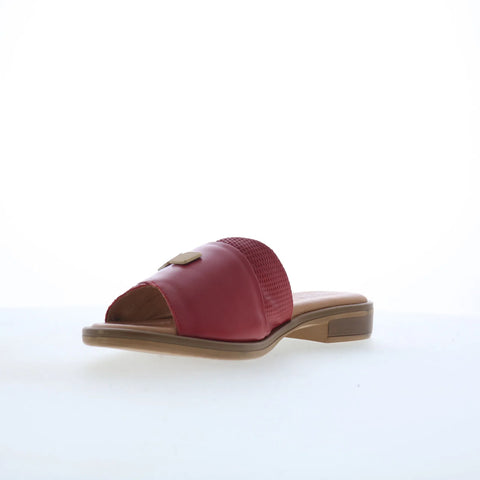 Miz Mooz Sookie Womens Red Leather Slip On Slides Sandals Shoes