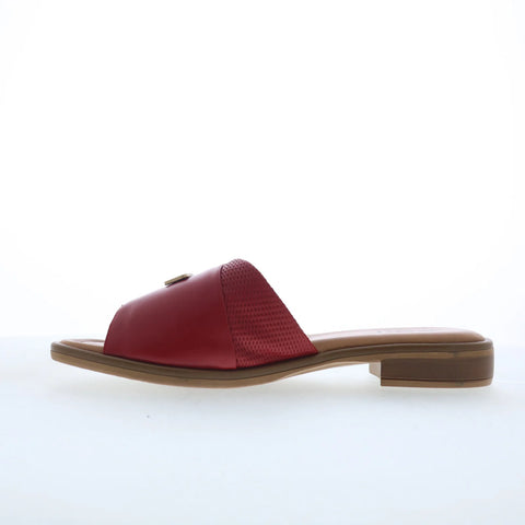 Miz Mooz Sookie Womens Red Leather Slip On Slides Sandals Shoes