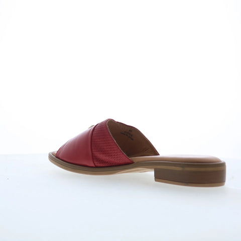 Miz Mooz Sookie Womens Red Leather Slip On Slides Sandals Shoes