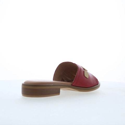 Miz Mooz Sookie Womens Red Leather Slip On Slides Sandals Shoes