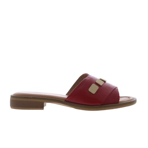 Miz Mooz Sookie Womens Red Leather Slip On Slides Sandals Shoes