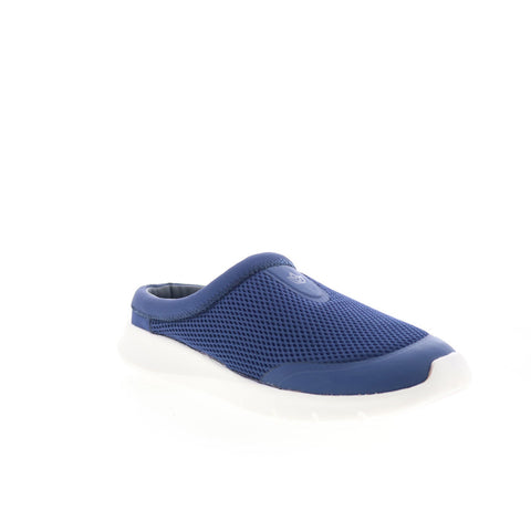 Spenco Bliss Slide SP1003BLU Womens Blue Wide Canvas Mule Flats Shoes