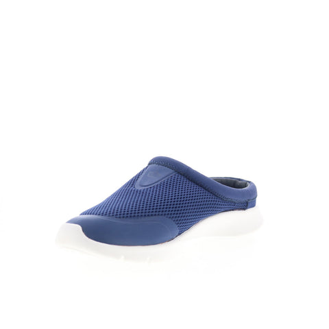 Spenco Bliss Slide SP1003BLU Womens Blue Wide Canvas Mule Flats Shoes