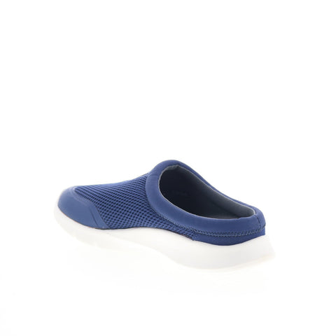 Spenco Bliss Slide SP1003BLU Womens Blue Wide Canvas Mule Flats Shoes