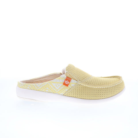 Spenco Siesta Slide Arizona SP1019SUN Womens Yellow Suede Mule Flats Shoes