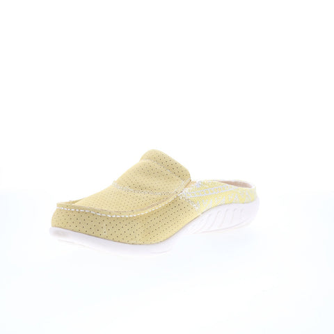 Spenco Siesta Slide Arizona SP1019SUN Womens Yellow Suede Mule Flats Shoes